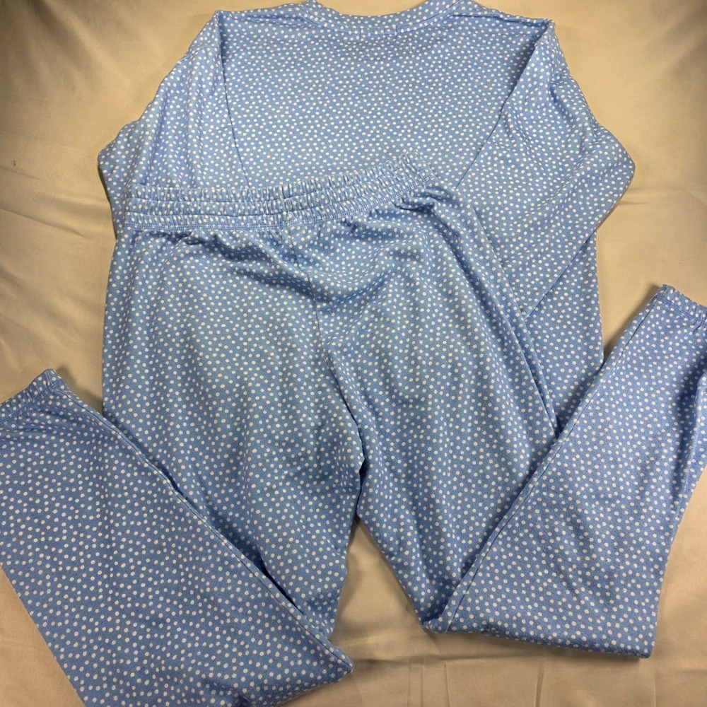 PJ Salvage Blue Polka Dot Pajama Set Long Sleeve Top Med & Jogger Pants Small - Picture 2 of 5